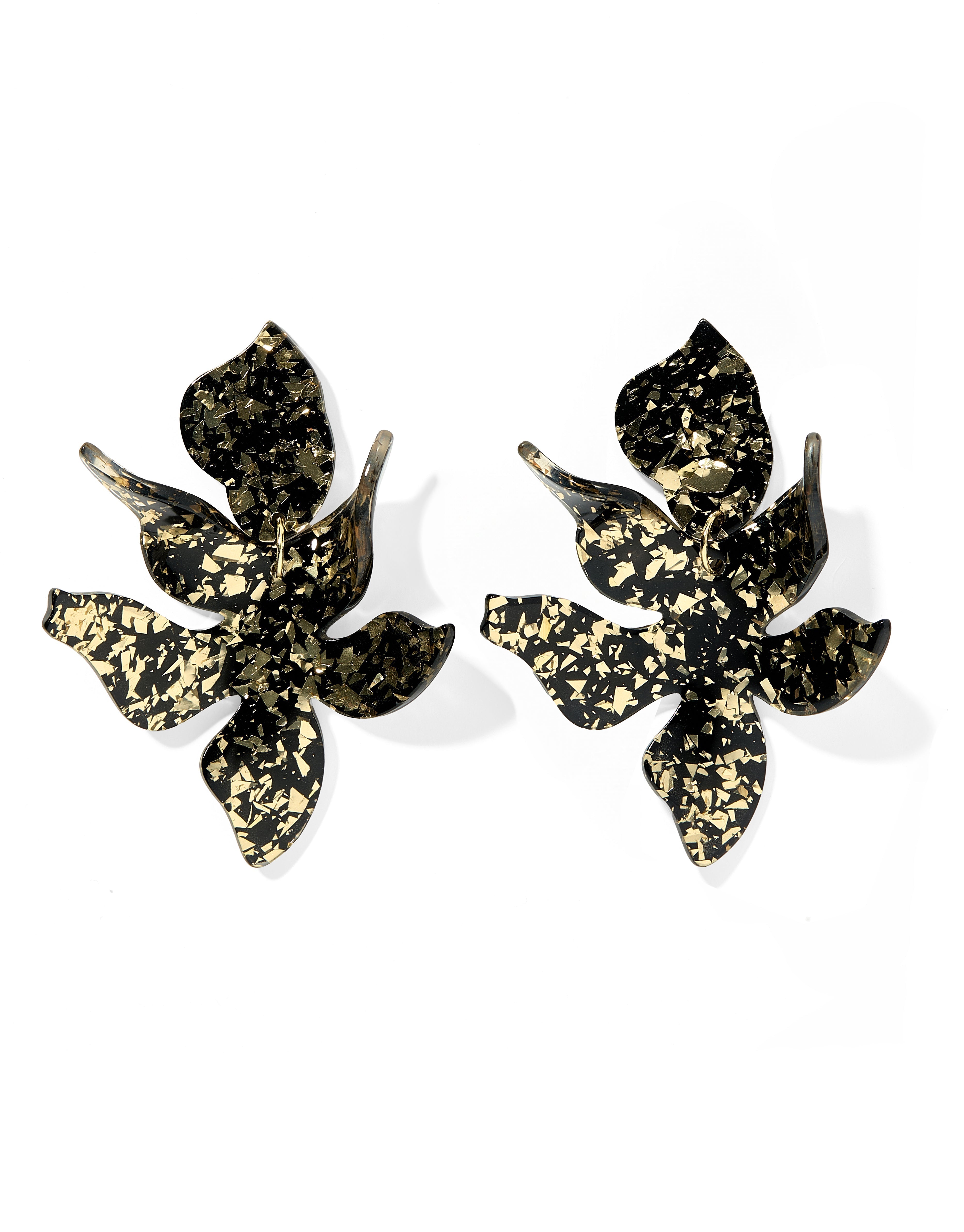 Flora Statement Earrings - NYE Black and Gold