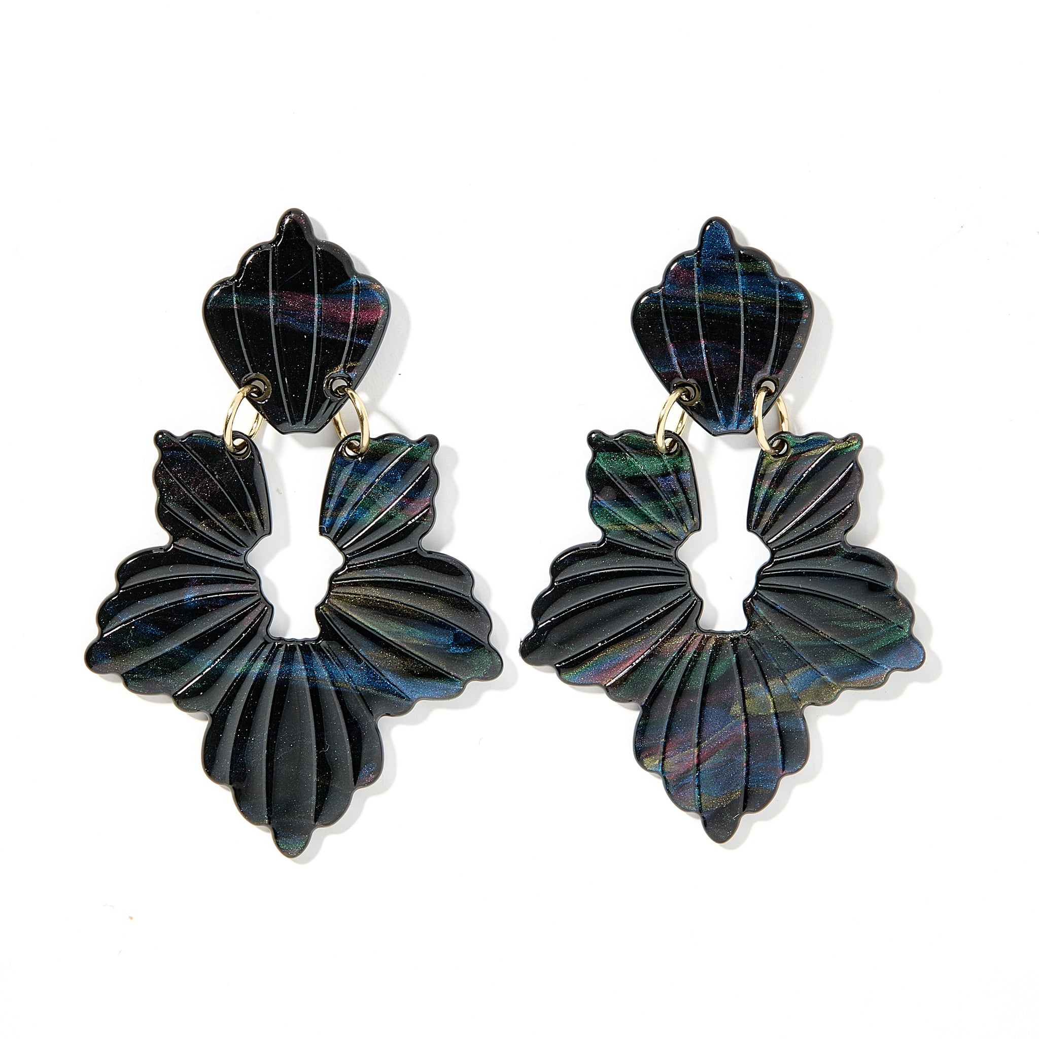 Michelle Statement Earring - Black Iridescent