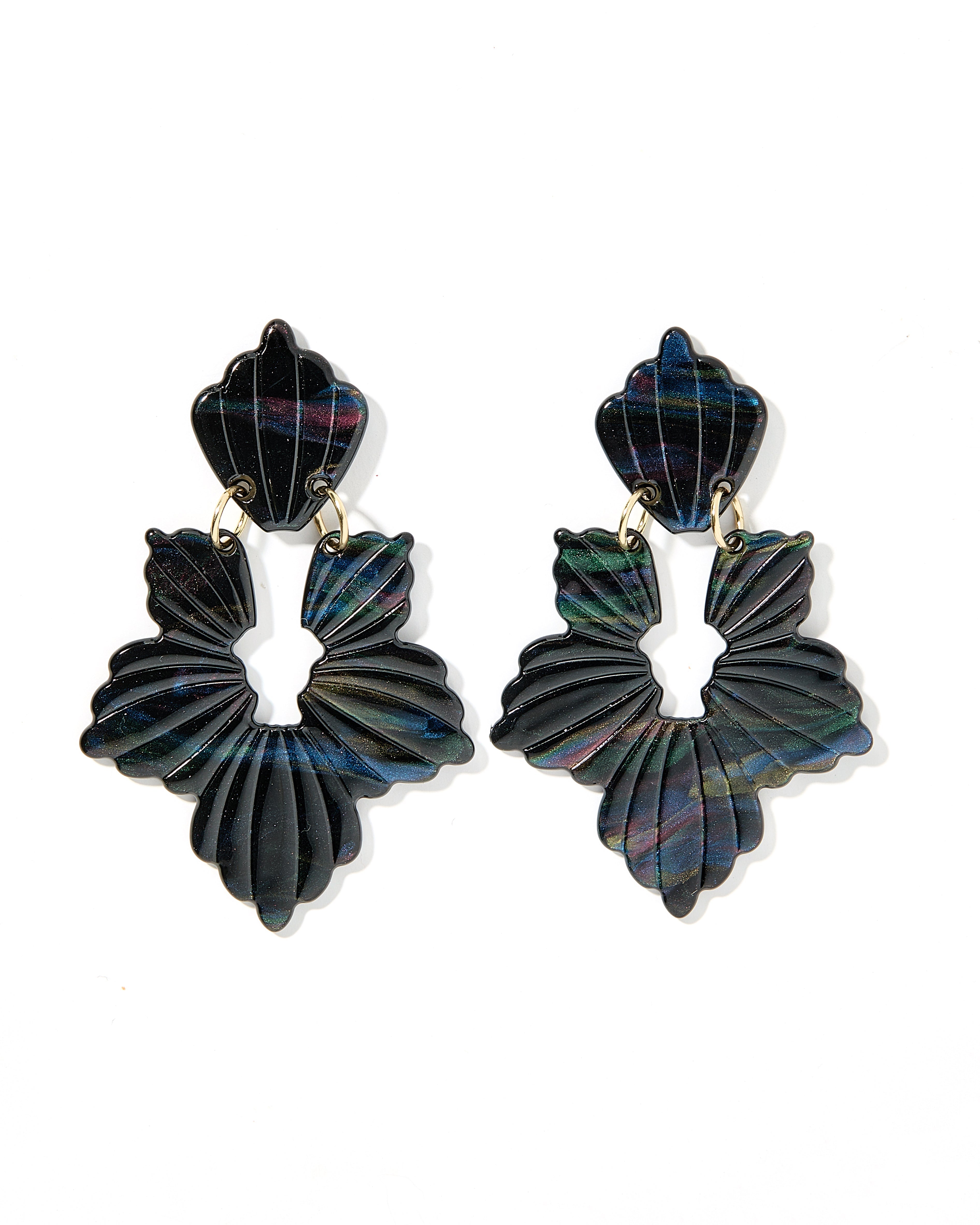 Michelle Statement Earring - Black Iridescent