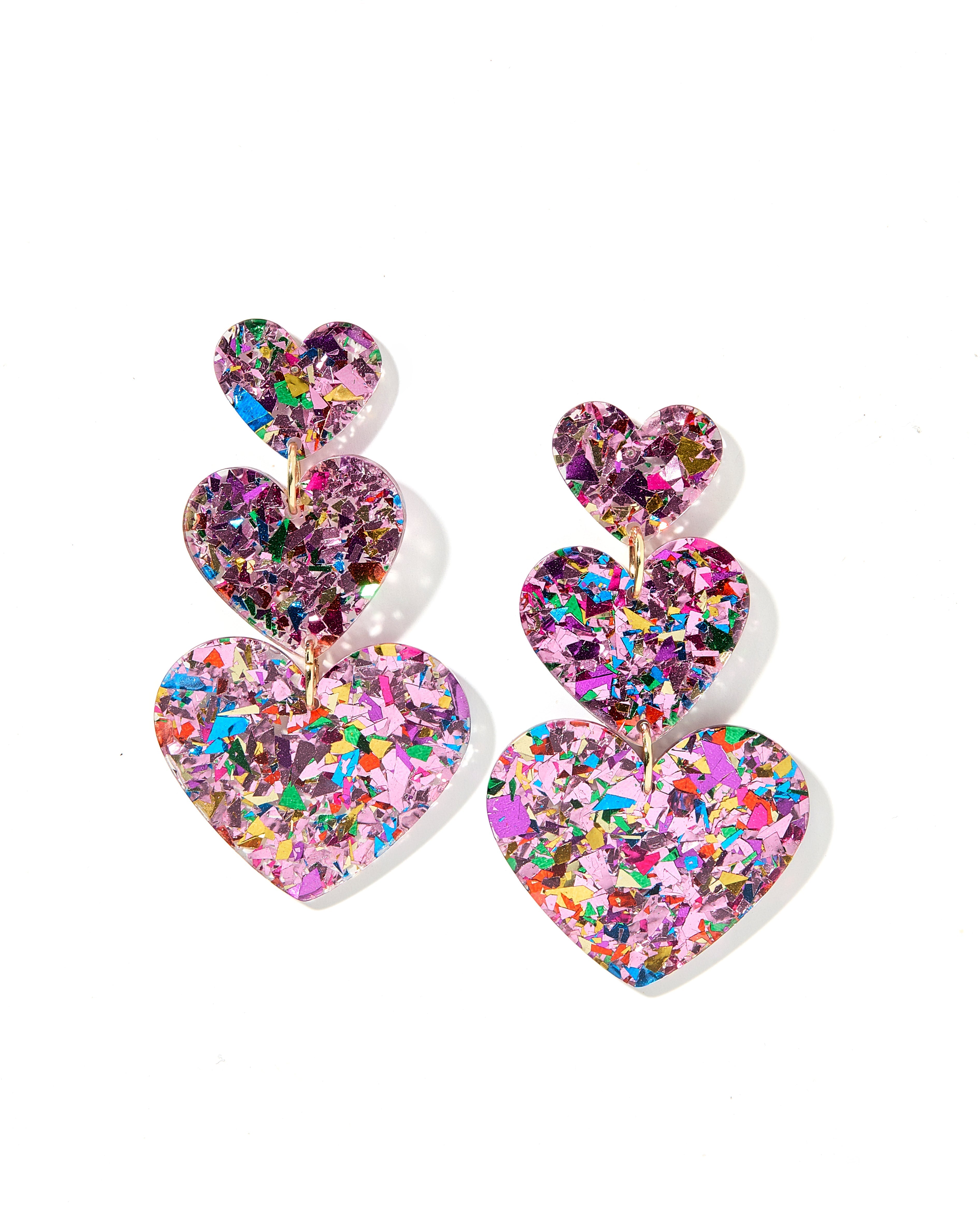 Penny Heart Drop Statement Earring - Pink Birthday Confetti
