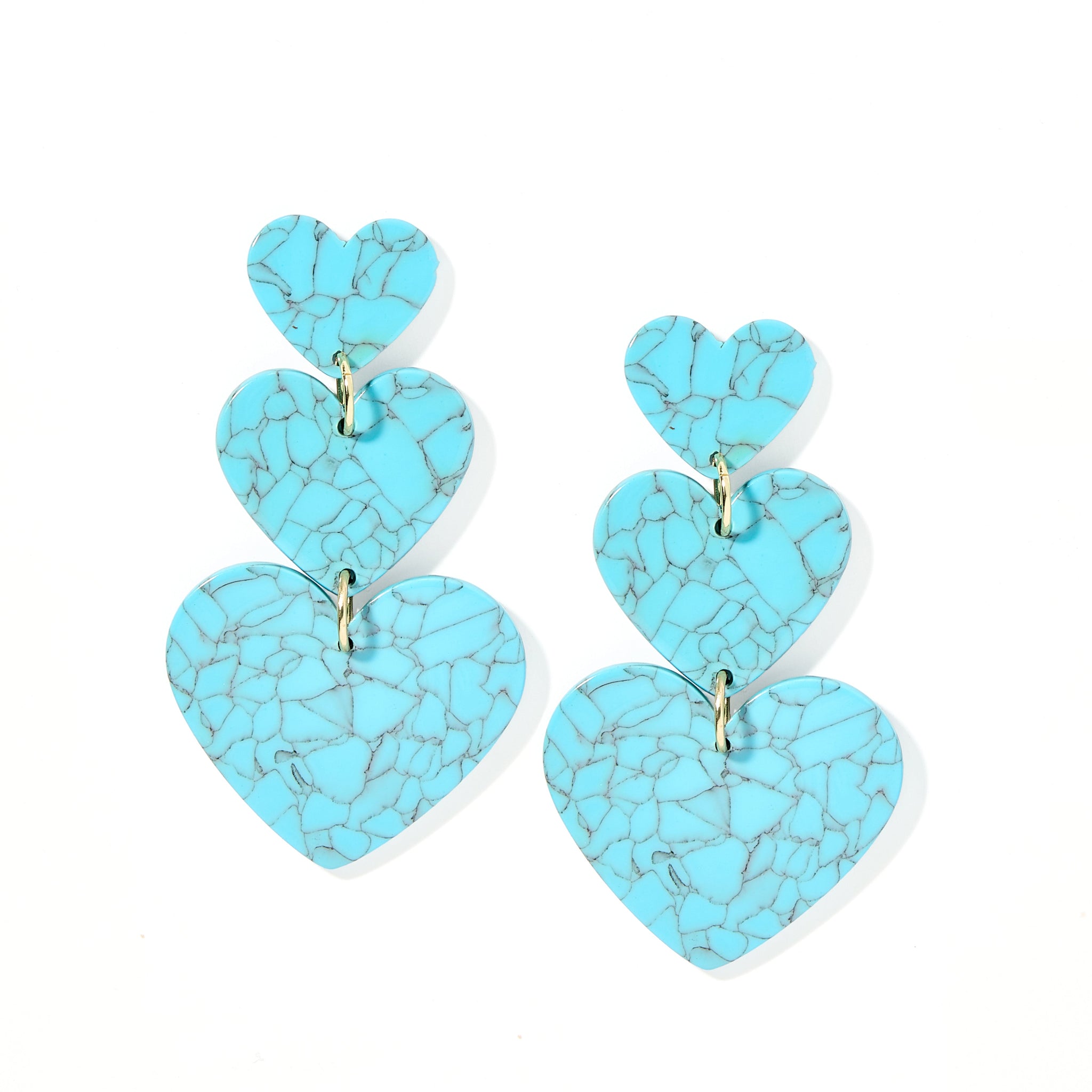 Penny Heart Drop Statement Earring - Turquoise