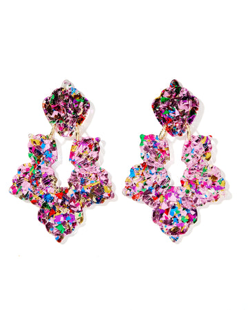 Michelle Statement Earring - Pink Birthday Confetti