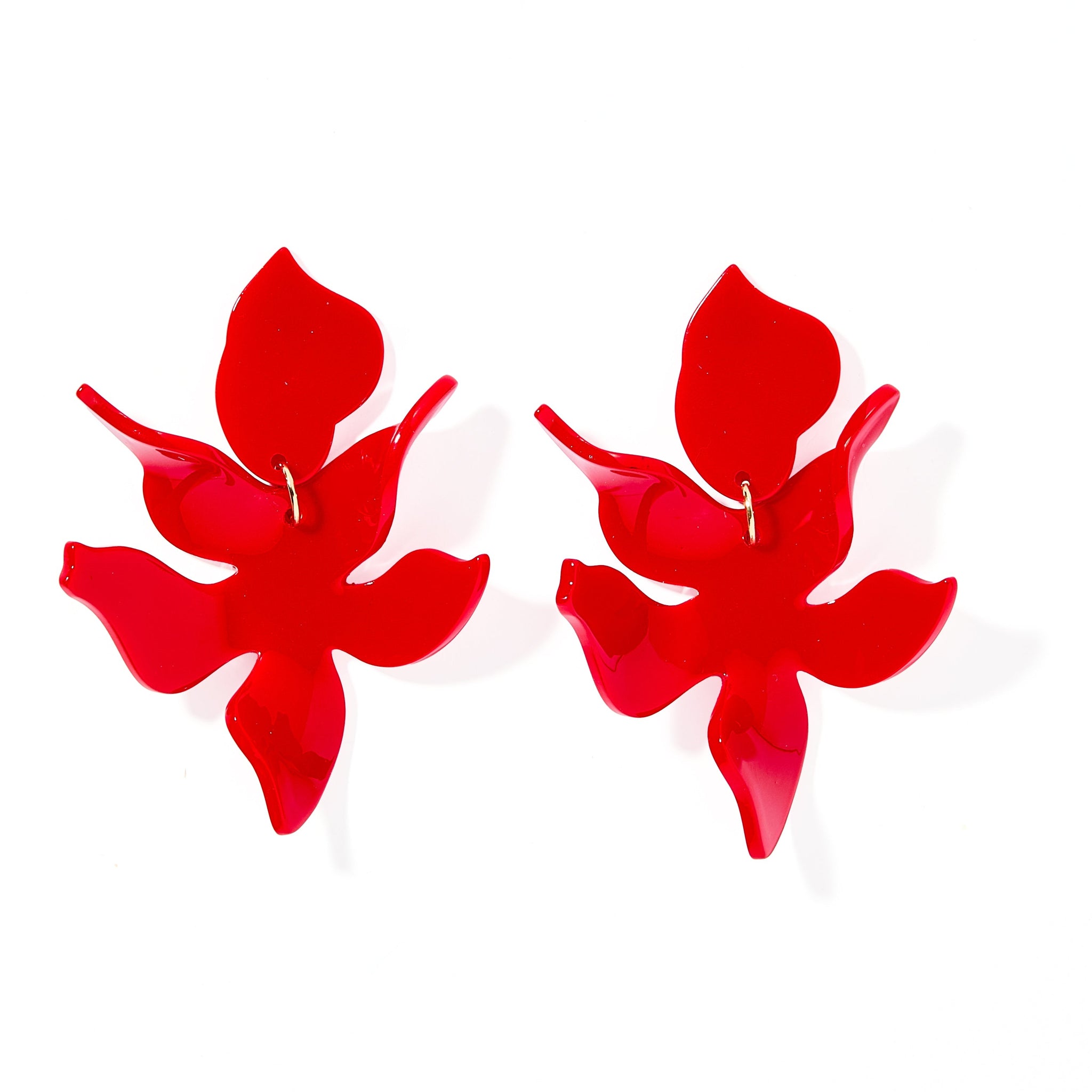 Flora Statement Earrings - True Red