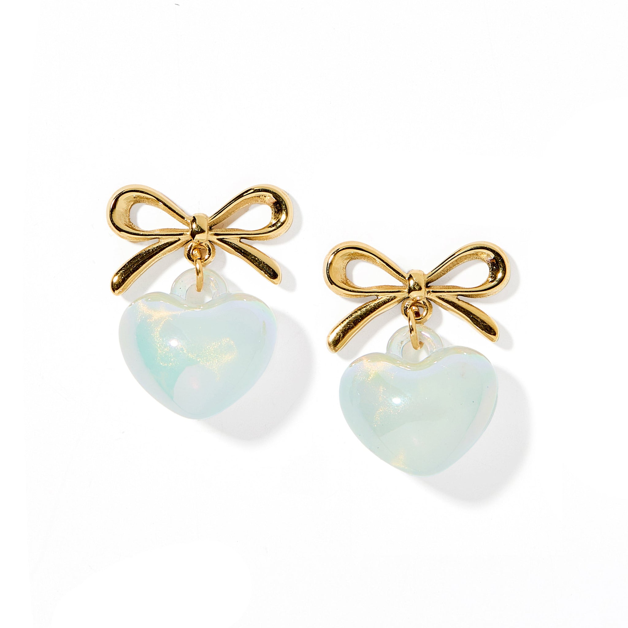 Ruthie Bow with Drop Heart Pearl Earring - Blue