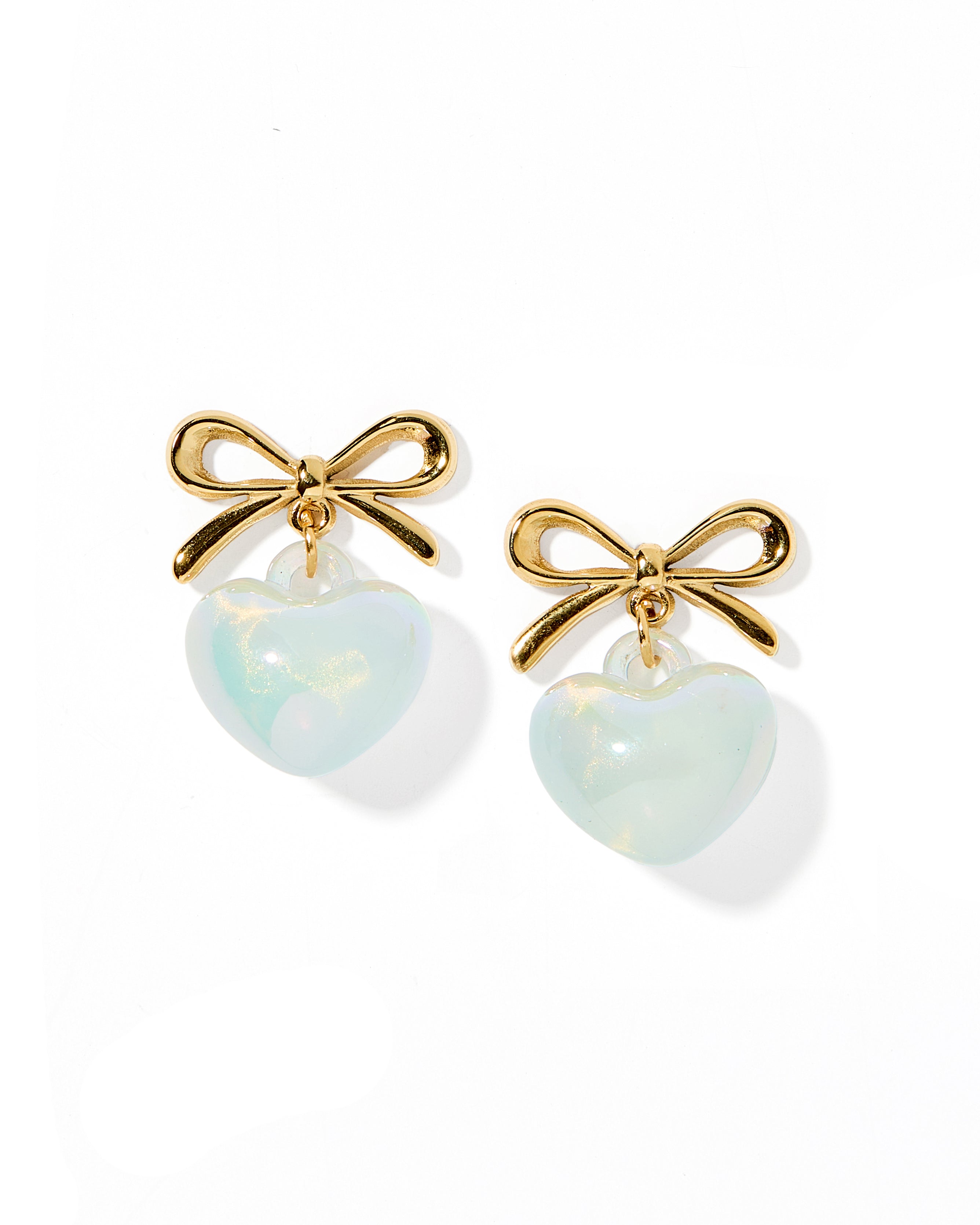Ruthie Bow with Drop Heart Pearl Earring - Blue