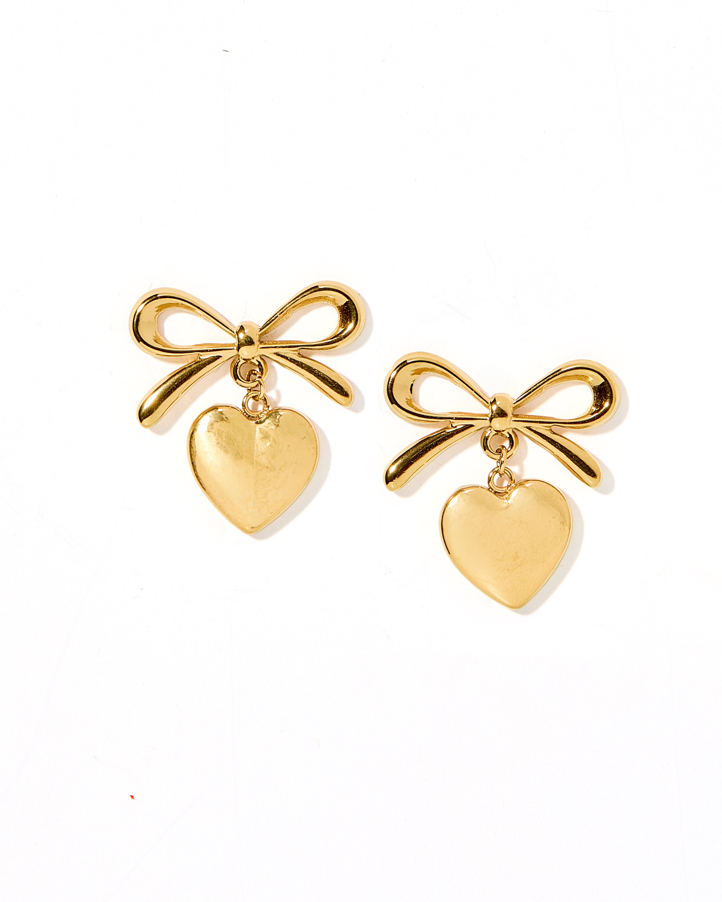 Ruthie Bow with Drop Heart Pearl Earring - Gold
