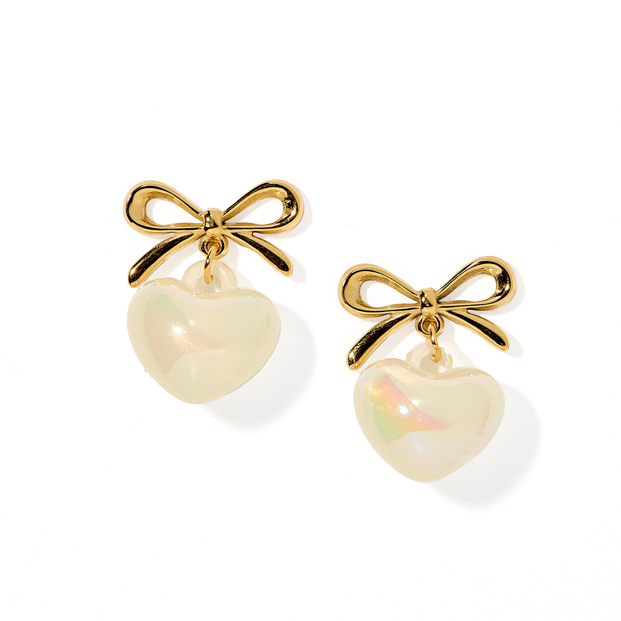 Ruthie Bow with Drop Heart Pearl Earring - Iridescent