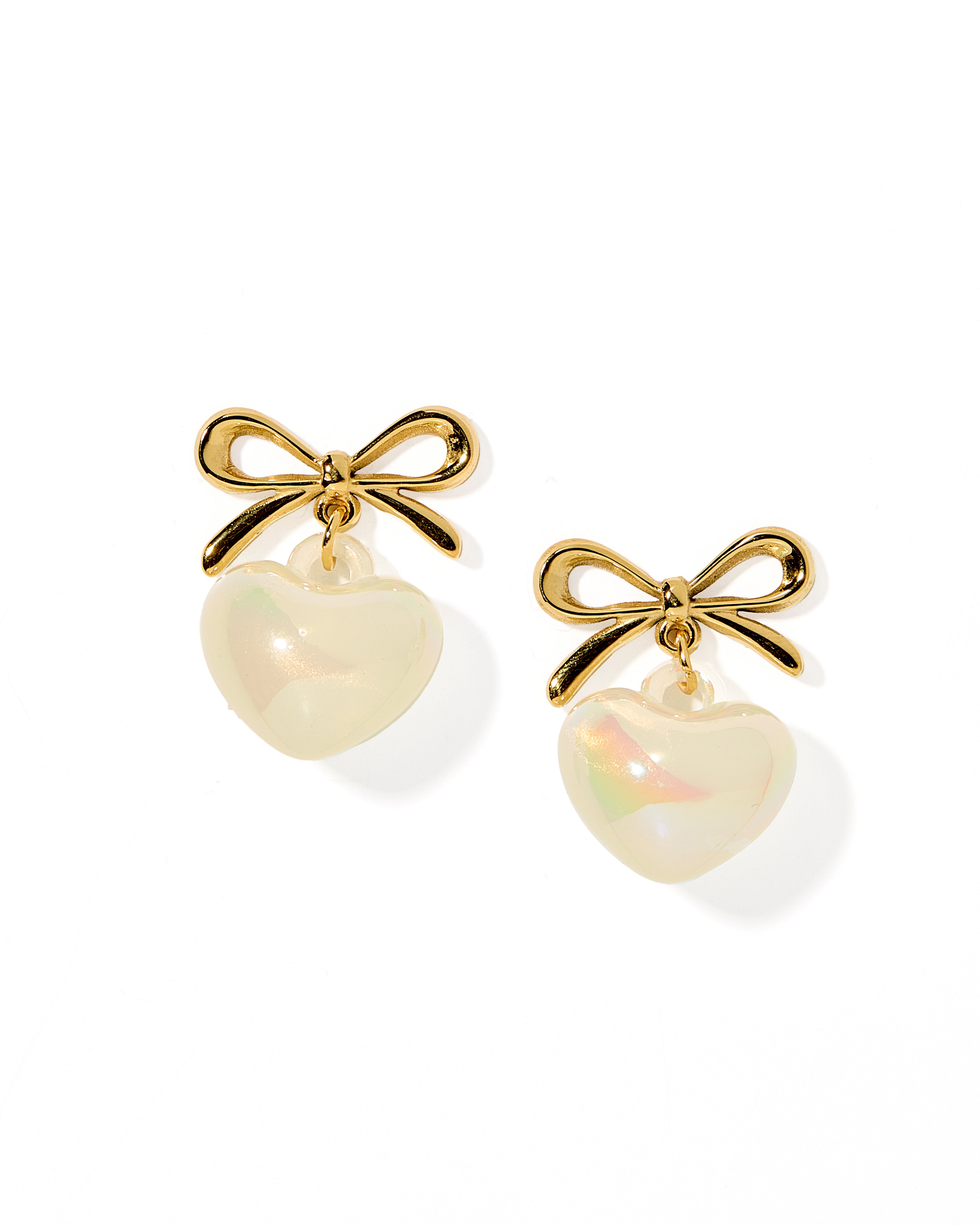 Ruthie Bow with Drop Heart Pearl Earring - Iridescent