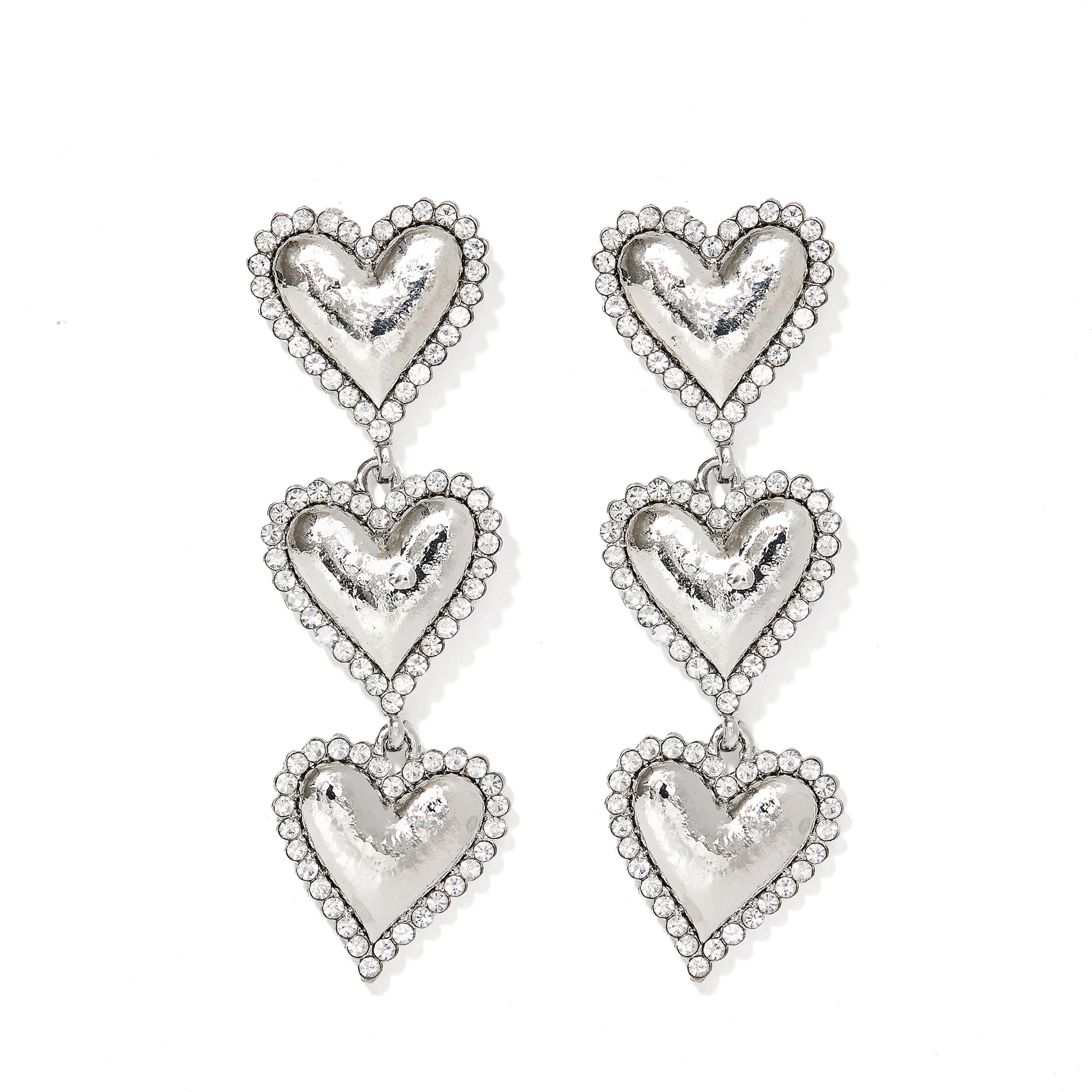 Layla Heart Drop Earrings - Silver