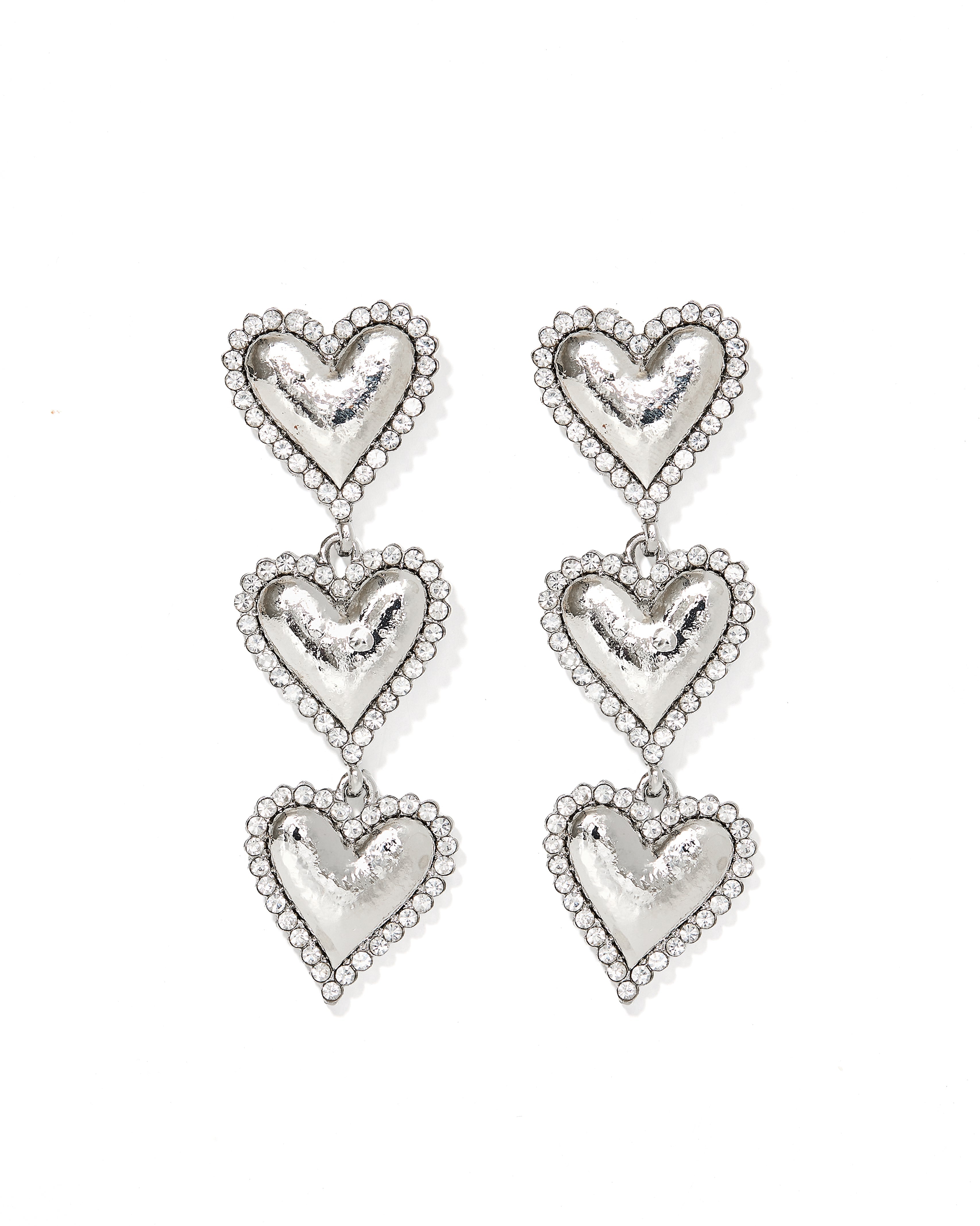 Layla Heart Drop Earrings - Silver