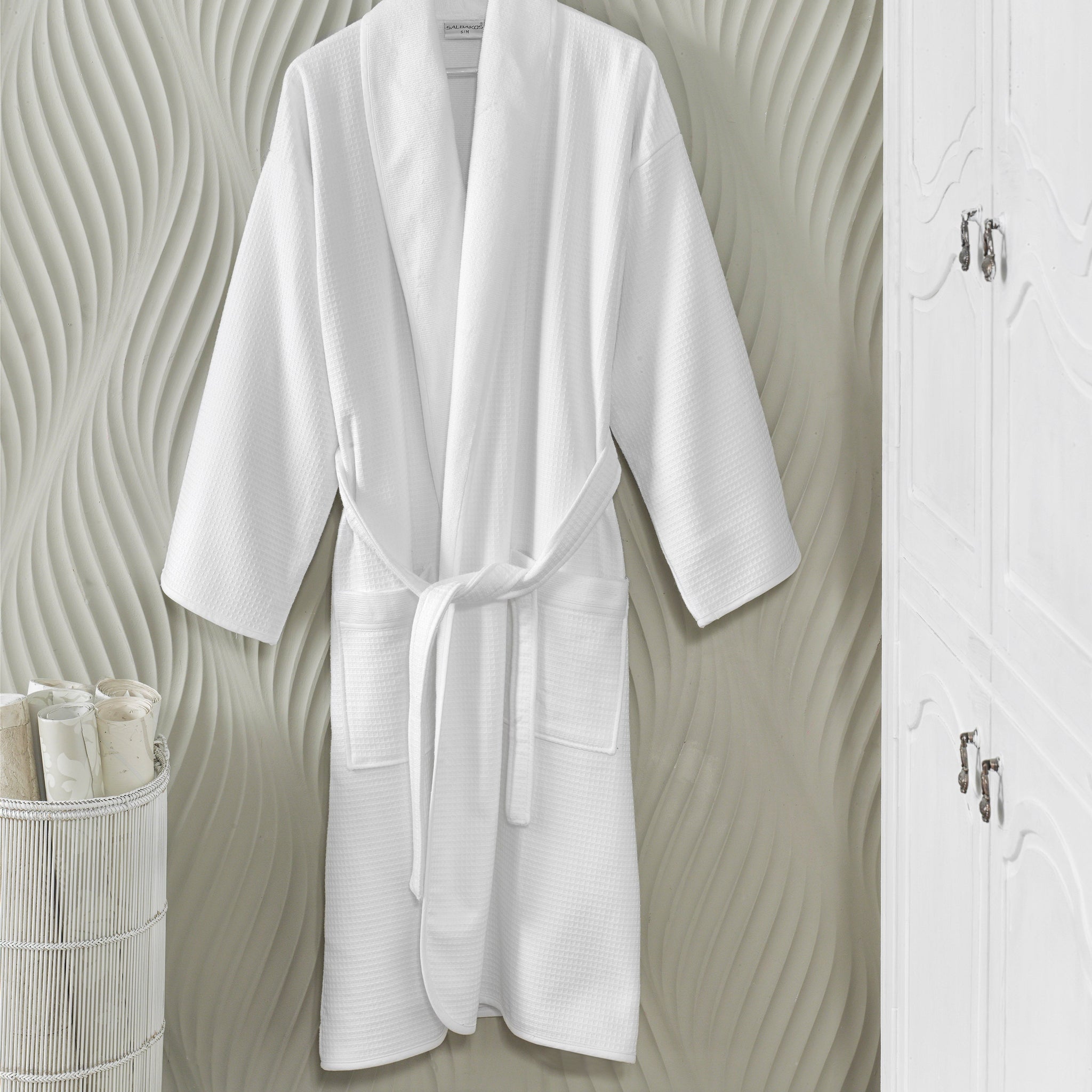 White Waffle Terry Turkish Cotton Bathrobe