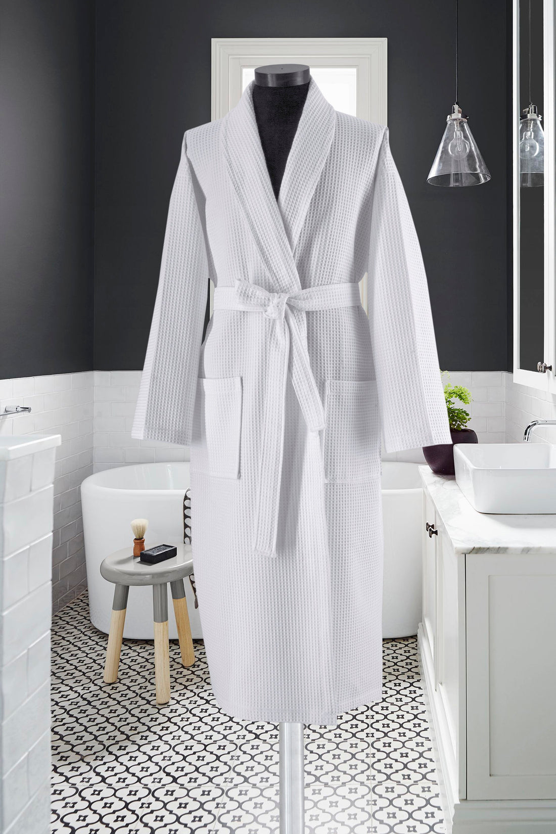 Cruze Collection Waffle Weave Turkish Cotton Unisex Bathrobe