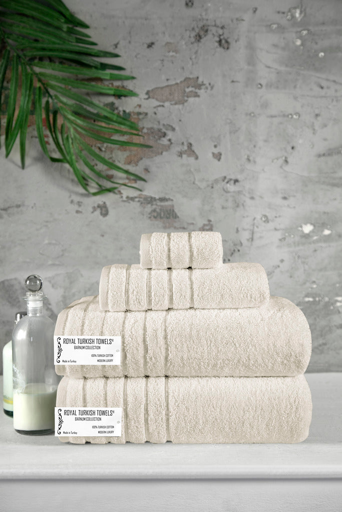 Barnum Turkish Cotton 700 GSM Thick and Plush Towel Set of 4 - 2 Large Bath Towels