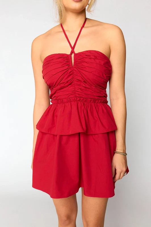 Remi Halter Romper - Red