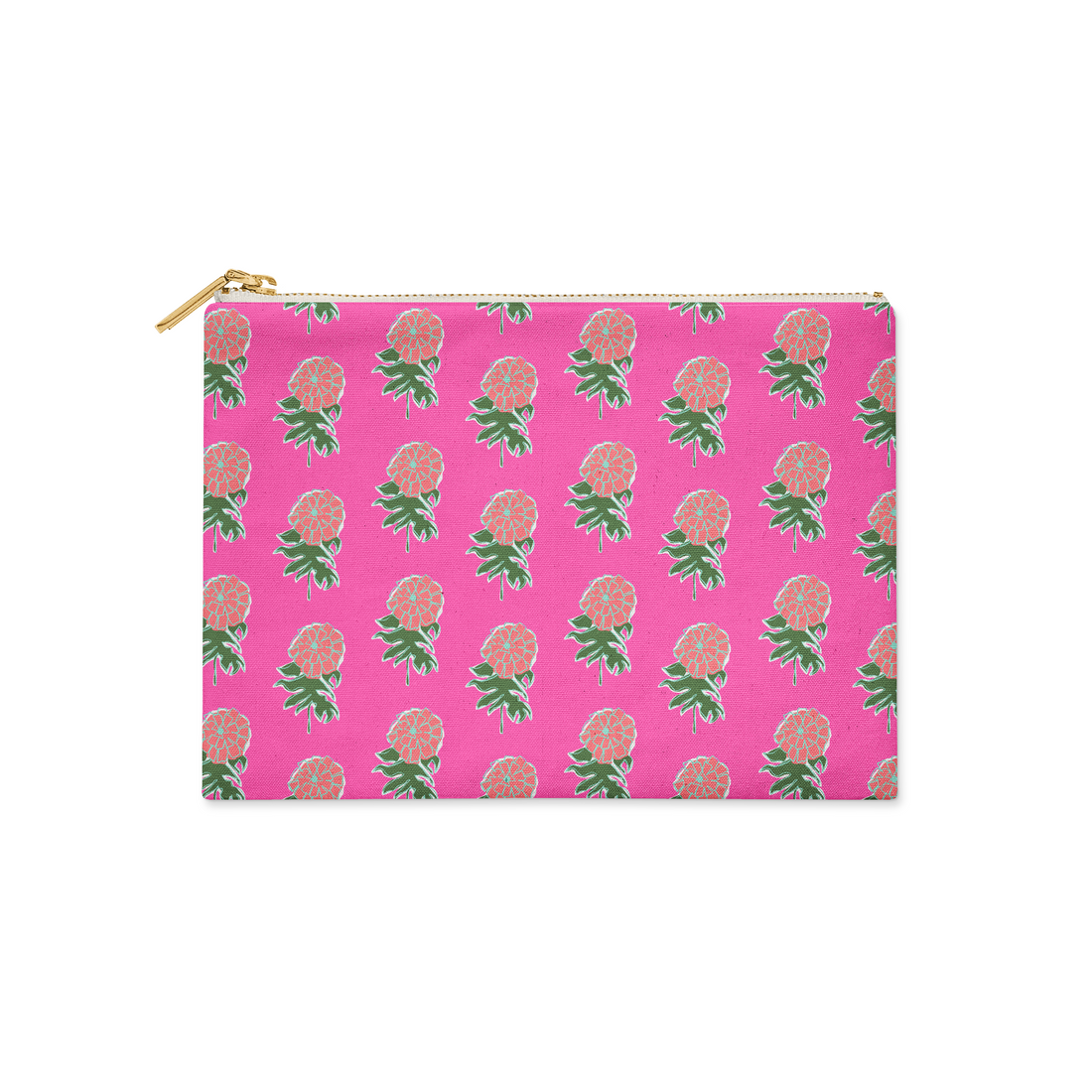 Single Initial - Large Flat Zip Pouch Kyra Pink - New!