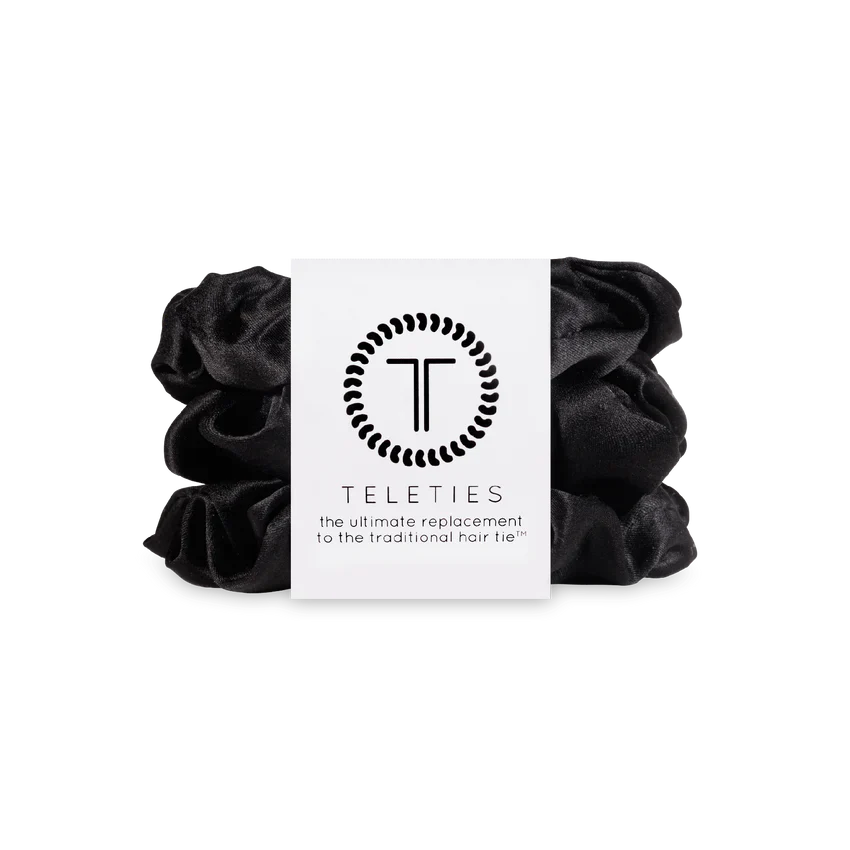 Teleties Large Silk Scrunchie - Jet Black
