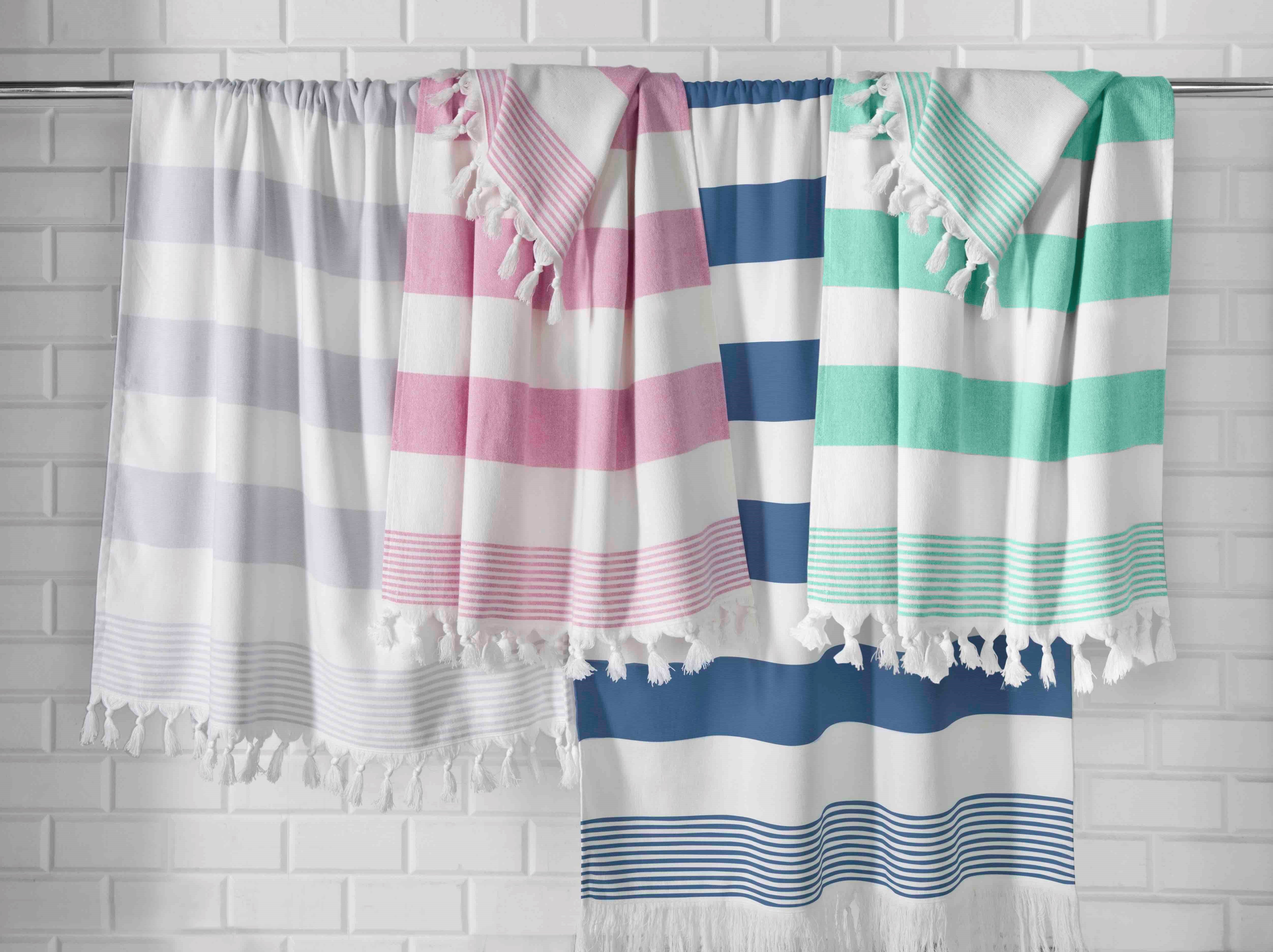 Peshtemal Turkish Cotton Sand Free Bath Sheet Towels Multi-Color Set of 4