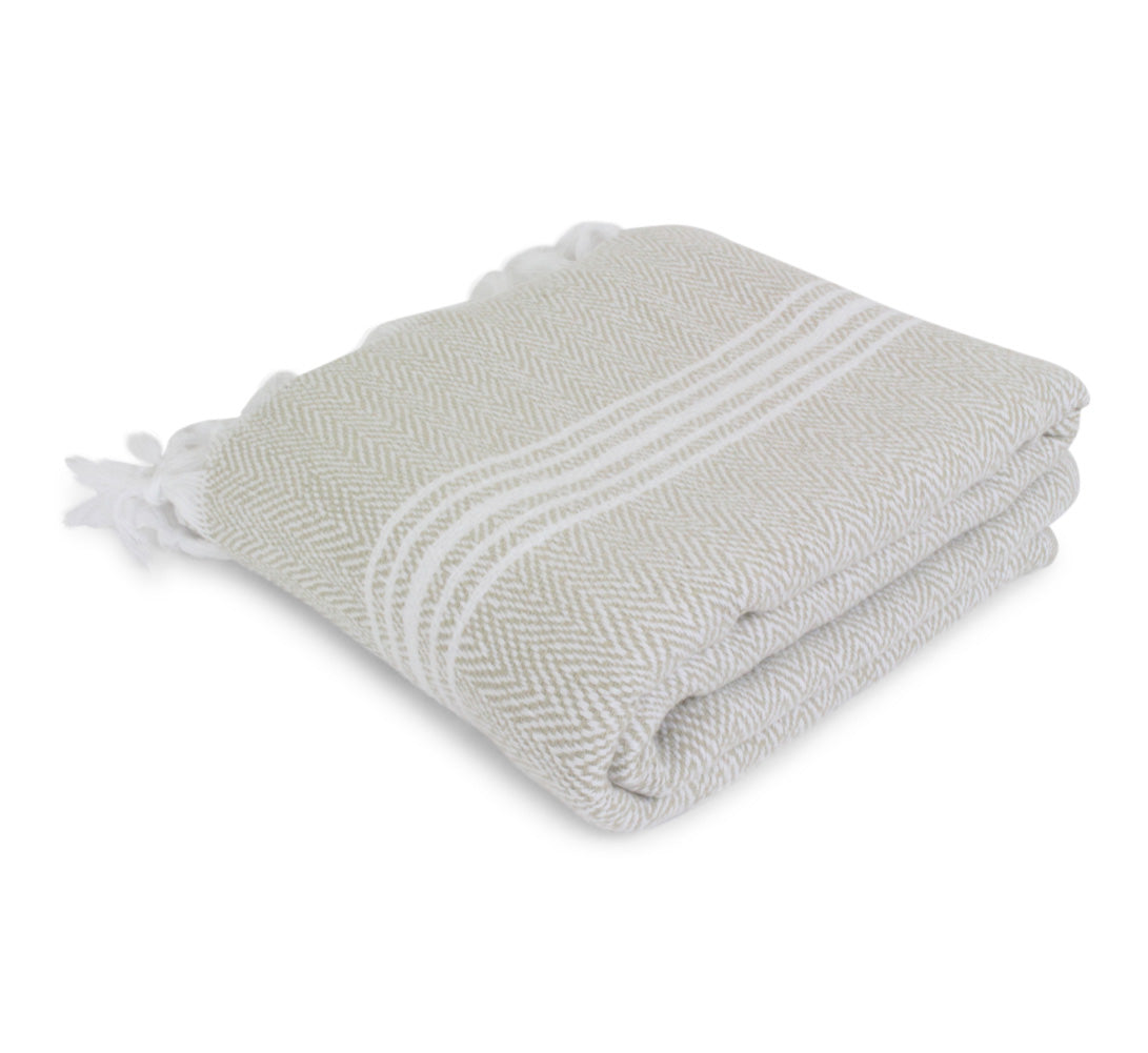Luxury Peshtemal, %100 Turkish Cotton 1 Pc, 40"x70"- Hand Knotted, Herringbone Weave