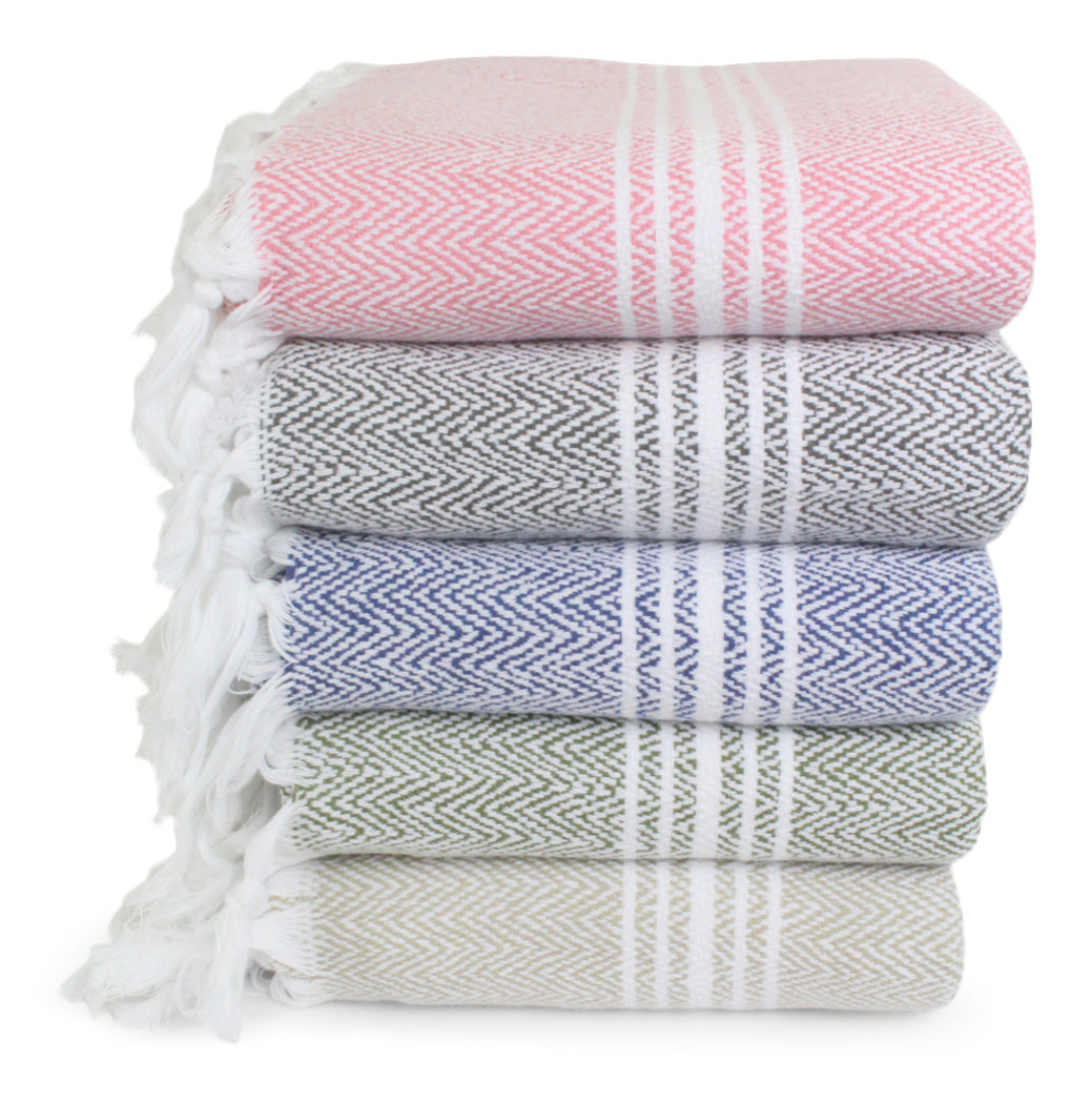 Luxury Peshtemal, %100 Turkish Cotton 1 Pc, 40"x70"- Hand Knotted, Herringbone Weave