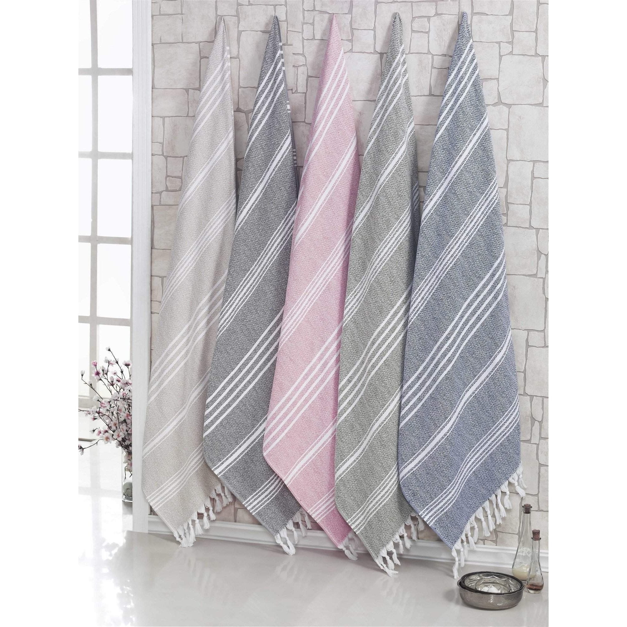 Luxury Peshtemal, %100 Turkish Cotton 1 Pc, 40"x70"- Hand Knotted, Herringbone Weave